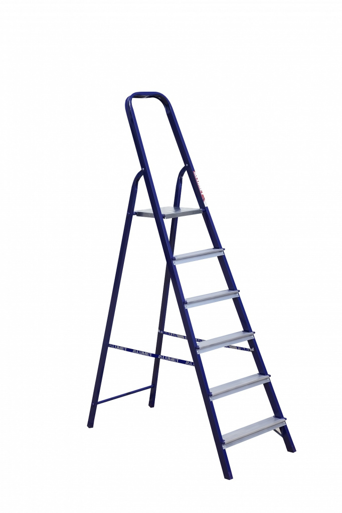 Стремянка стальная окрашенная с алюминиевыми ступенями 6 ст. М8406